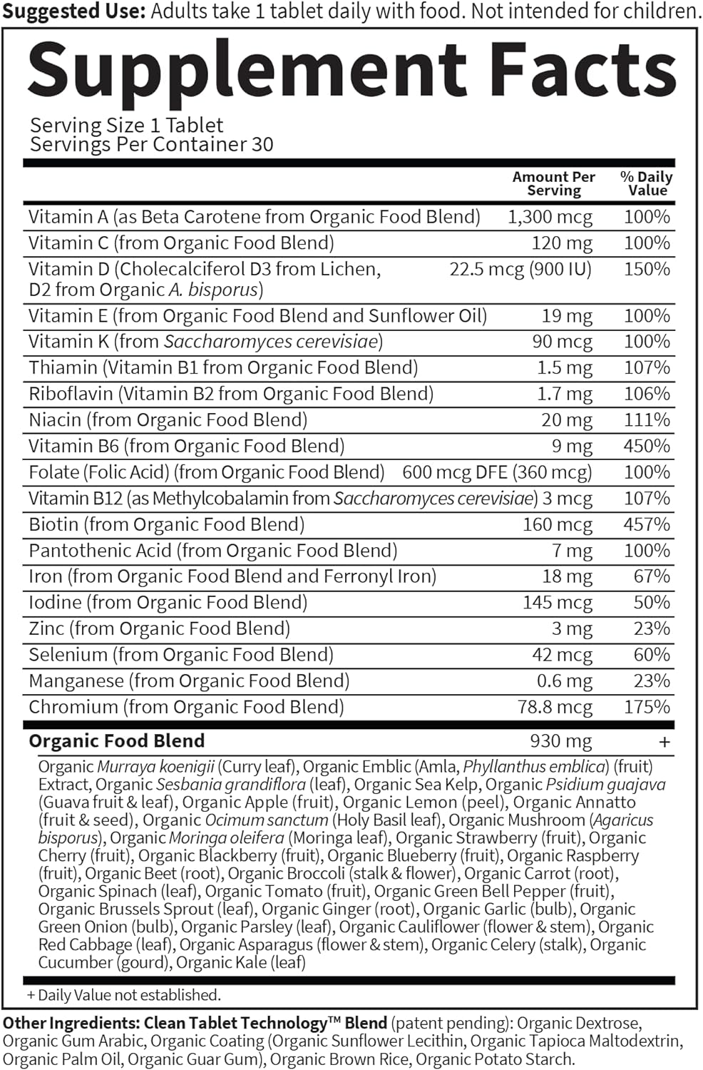 Suplemento Garden of Life mykind Organics prenatales 30 und