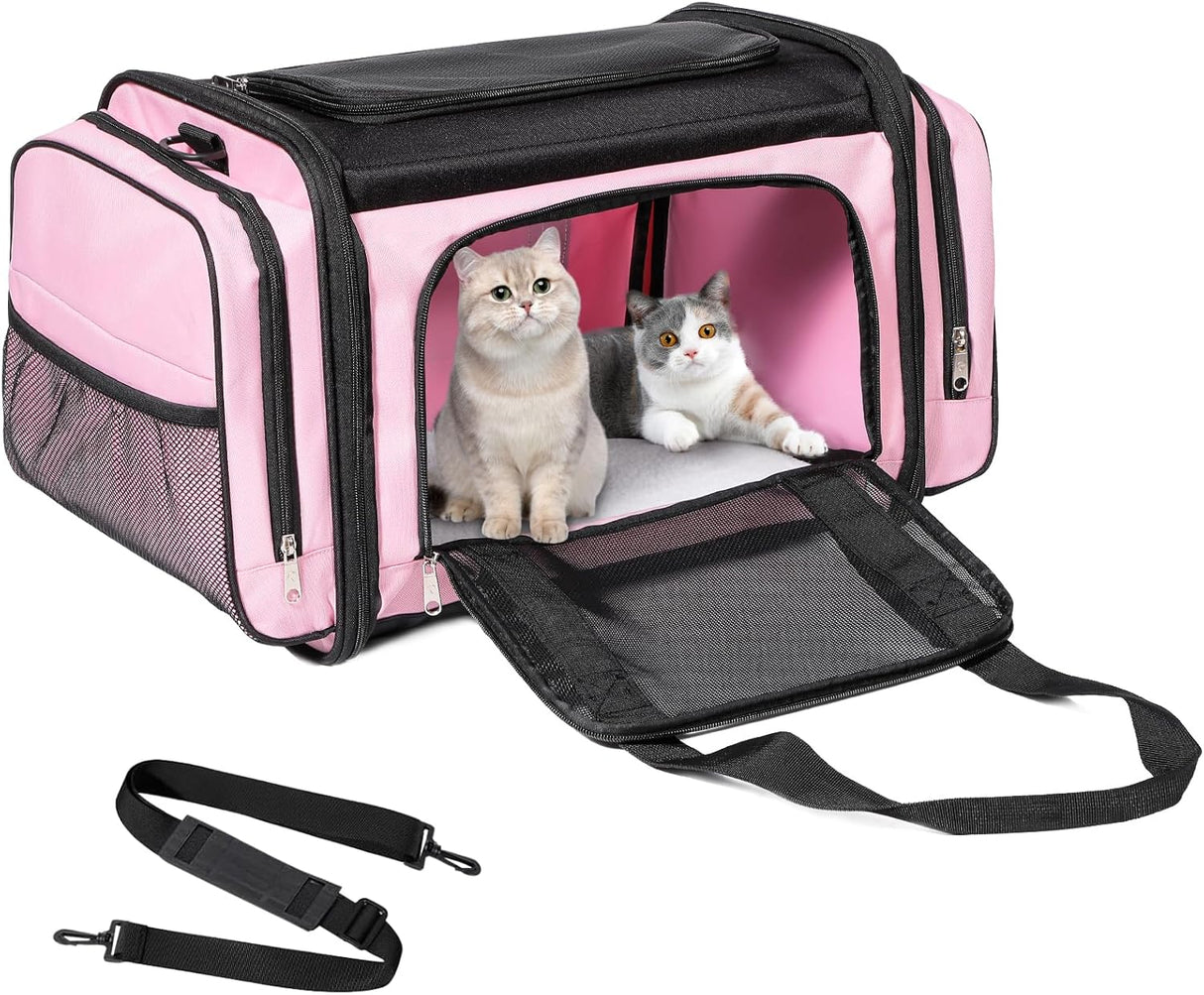 Transportador grande para 2 gatos, marca XYZ, suave y plegable