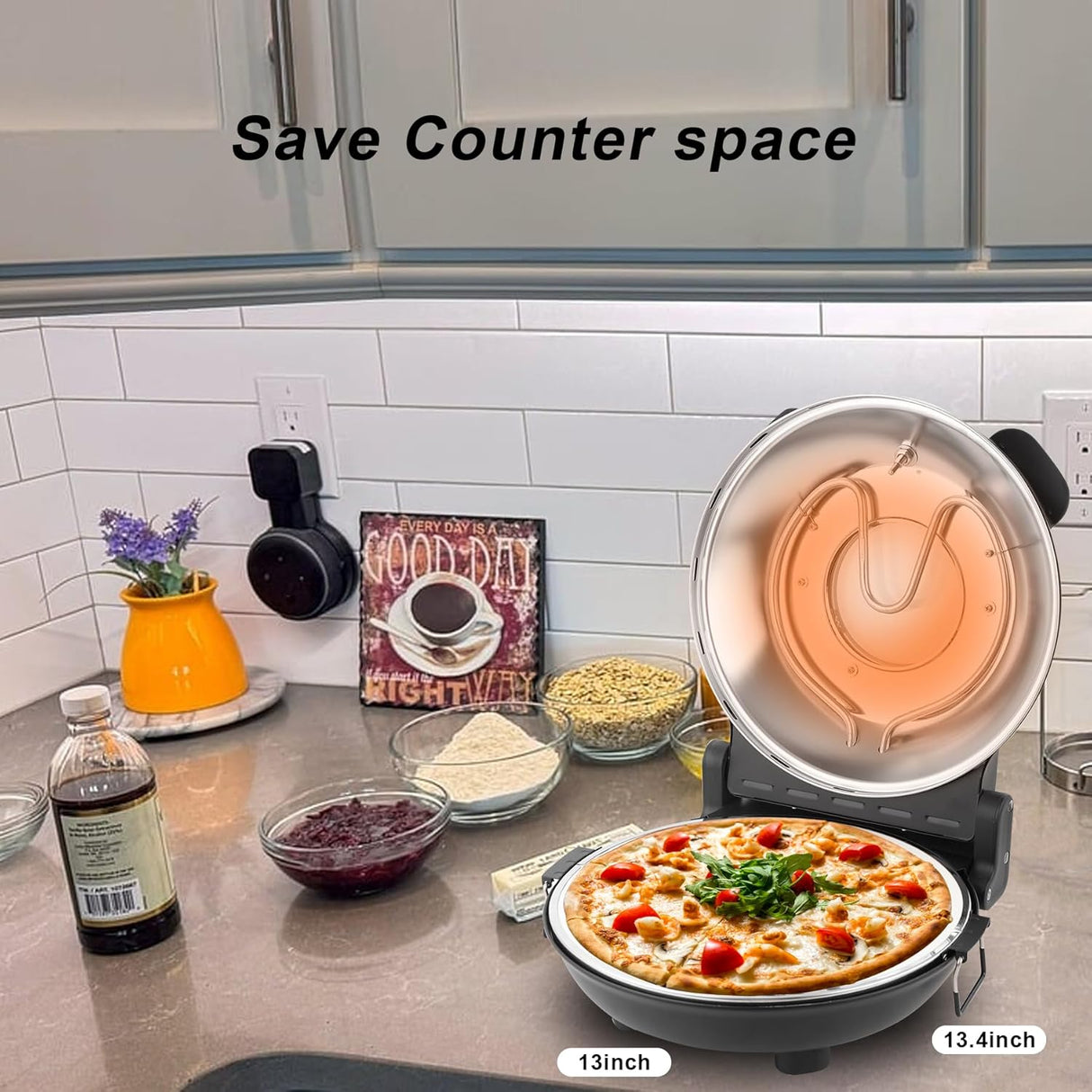 Horno de Pizza Eléctrico 12, 1200W, Upgrade Pizza Oven