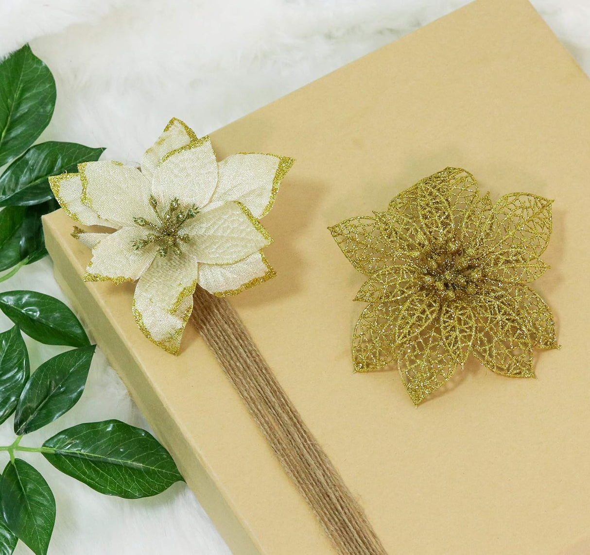 Flores Poinsettias Artificiales Ilauke 24Pcs 6 con Clips