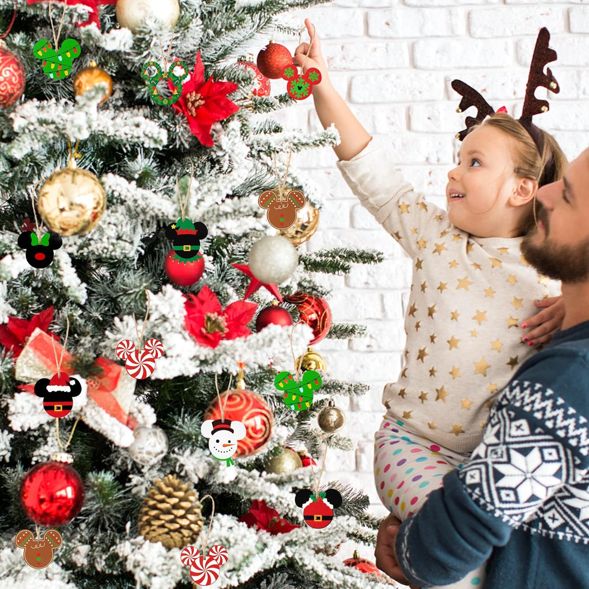 Adornos de Ratón de Madera 30Pcs, Decoración Navideña