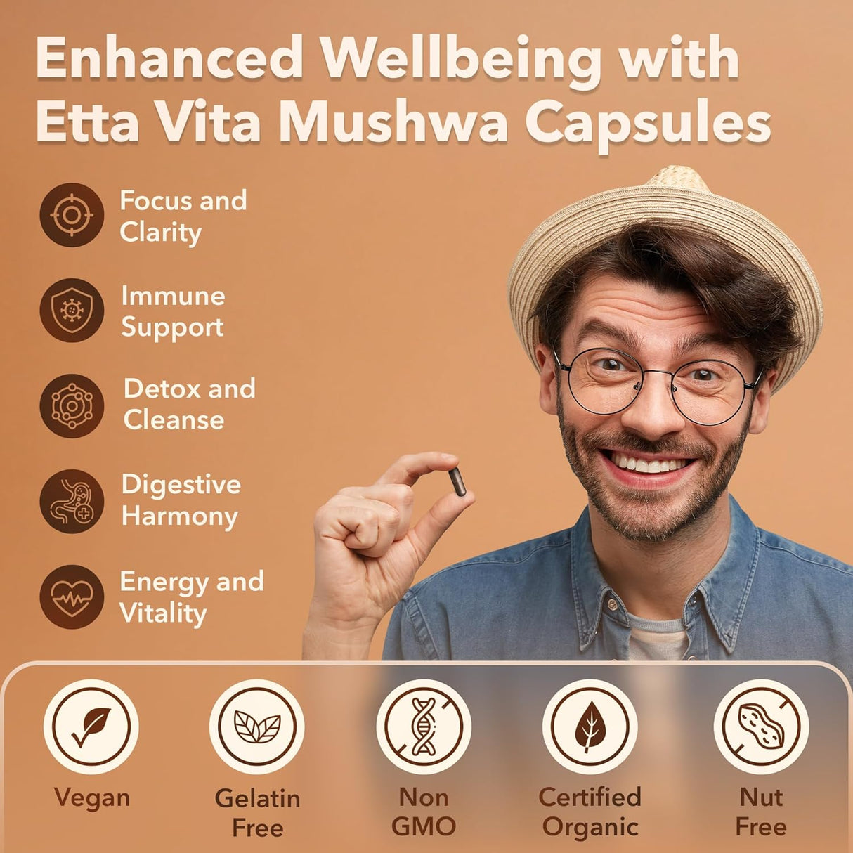 Suplemento Orgánico con Melena de León y Hongos Adaptógenos