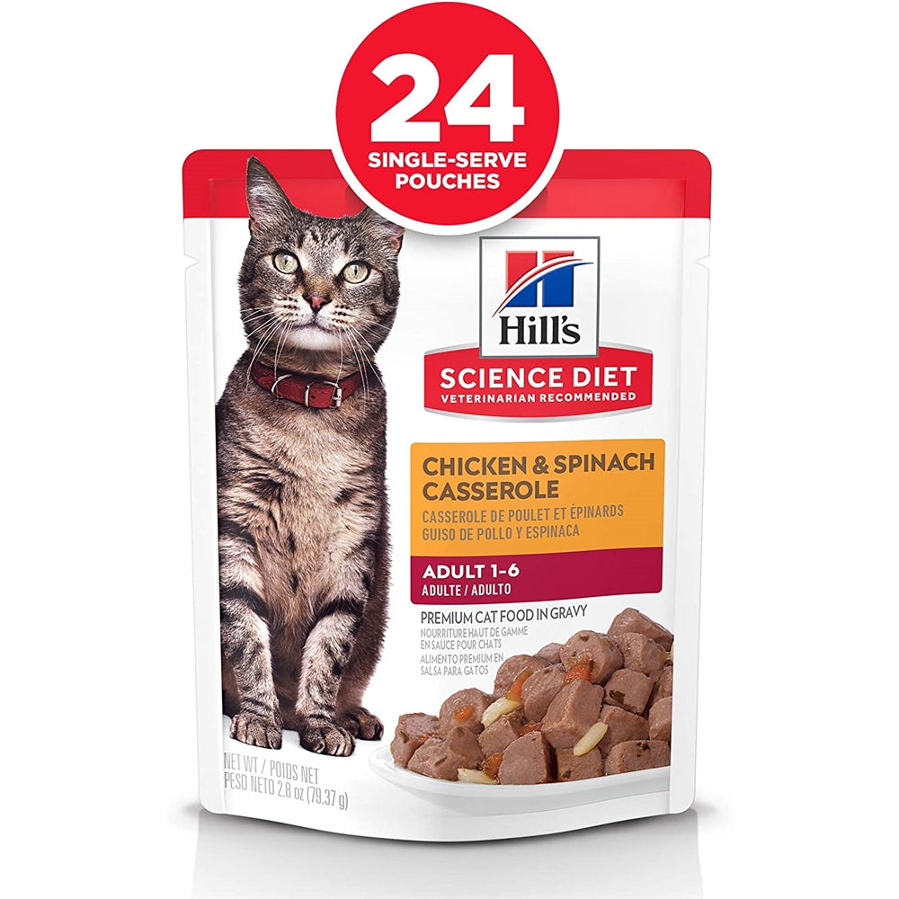 Alimento húmedo para gatos adultos pollo y espinacas