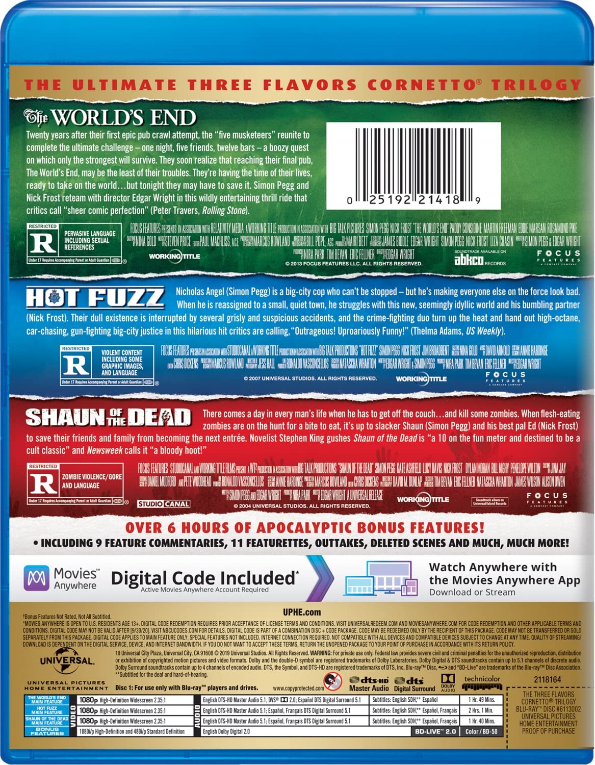 Trilogía Blu-ray Shaun of the Dead / Hot Fuzz / The World's End