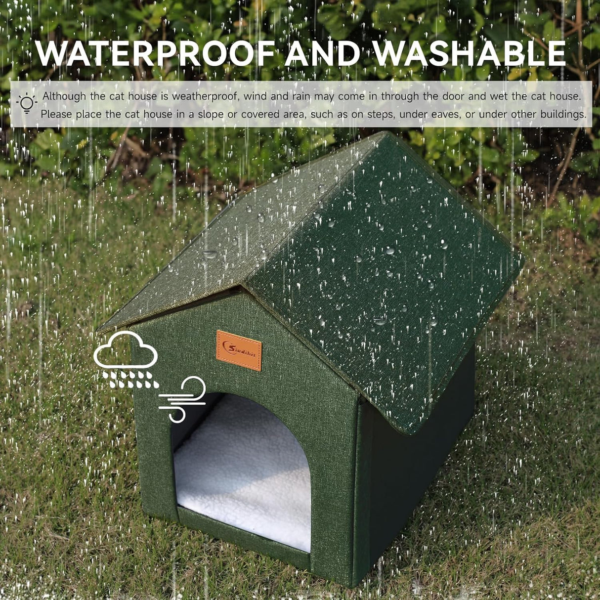 Casa para Gatos Exterior, Refugio Aislado, Fácil de Montar