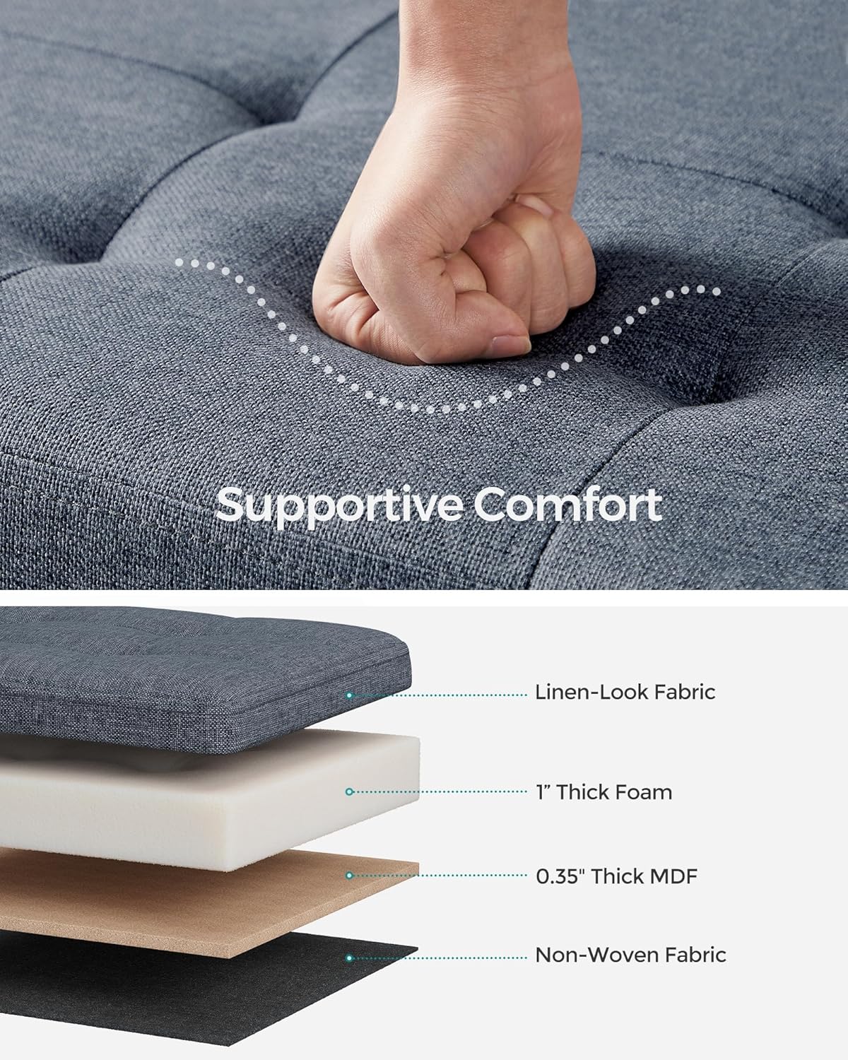 Otoman plegable, banco de almacenamiento, modelo ULSF047Q01