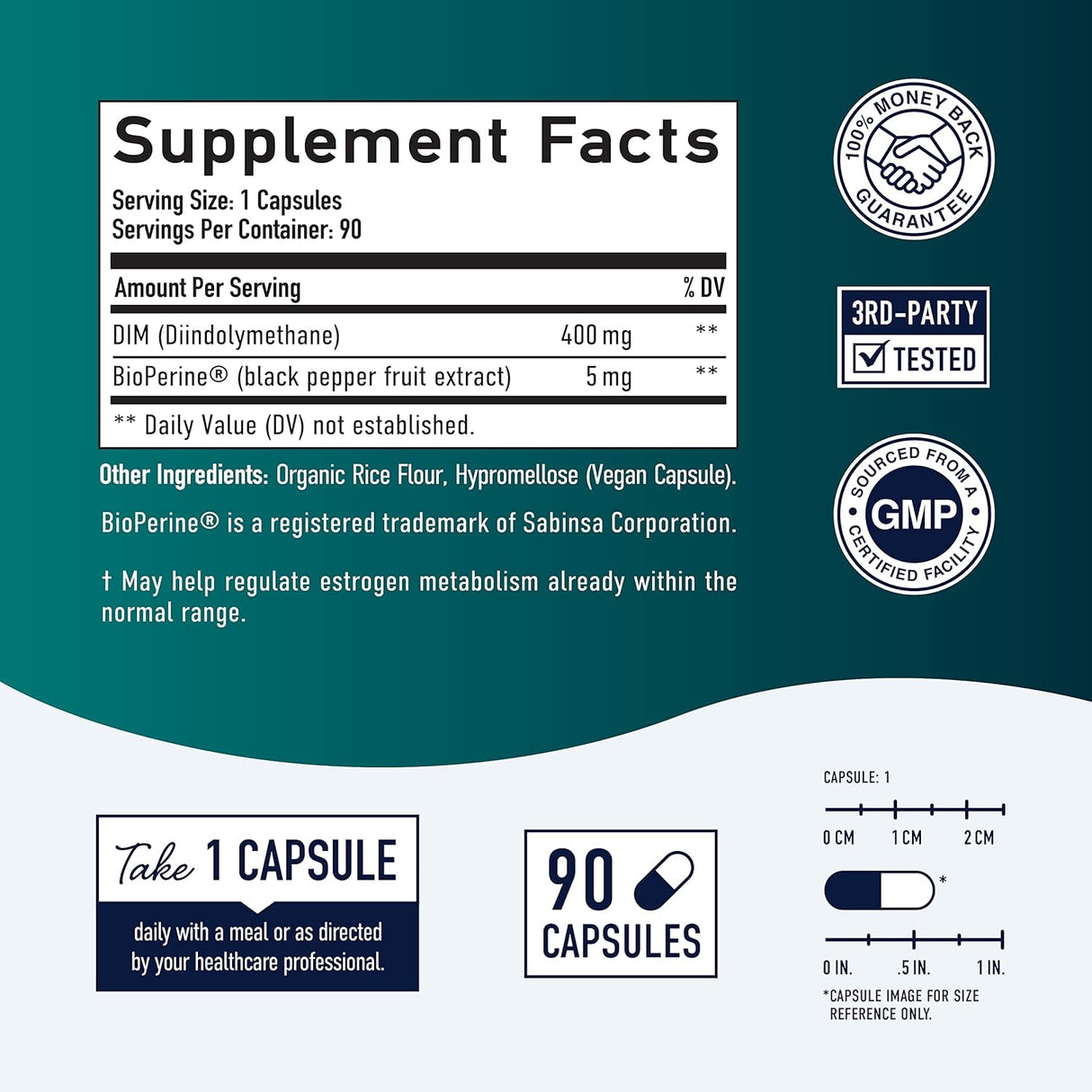 Suplemento DIM extra fuerte de 400 mg Equilibrio hormonal