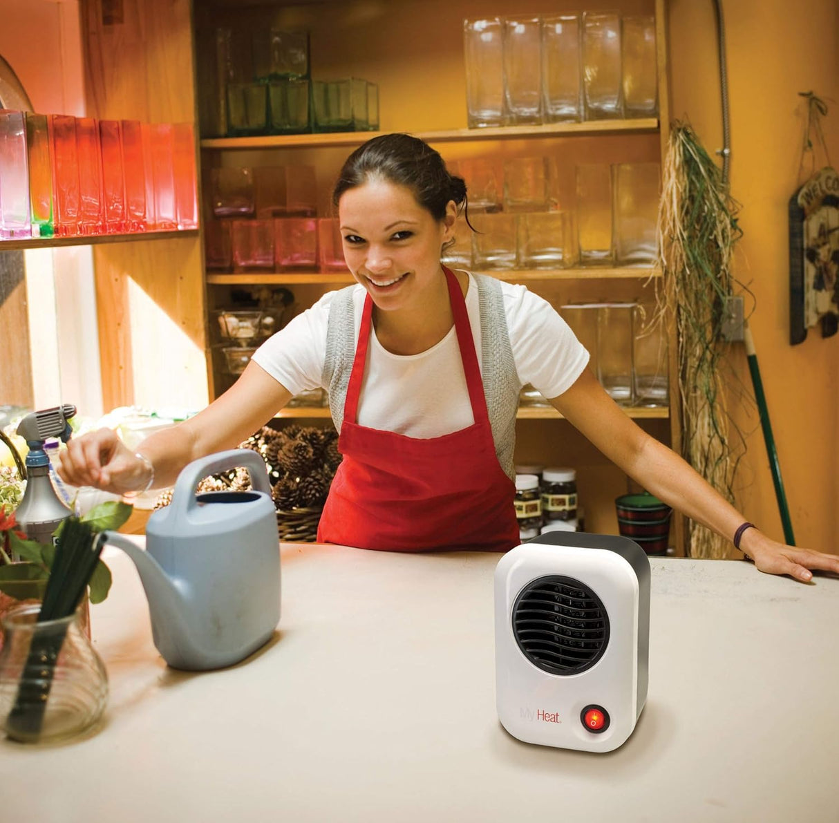 Calefactor cerámico, Acero inoxidable, Blanco, Compacto