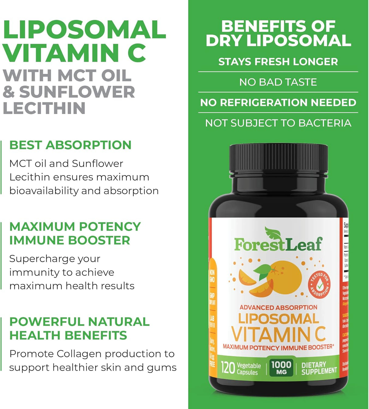 Suplementos Vitamina C liposomal 1000 mg con aceite MCT