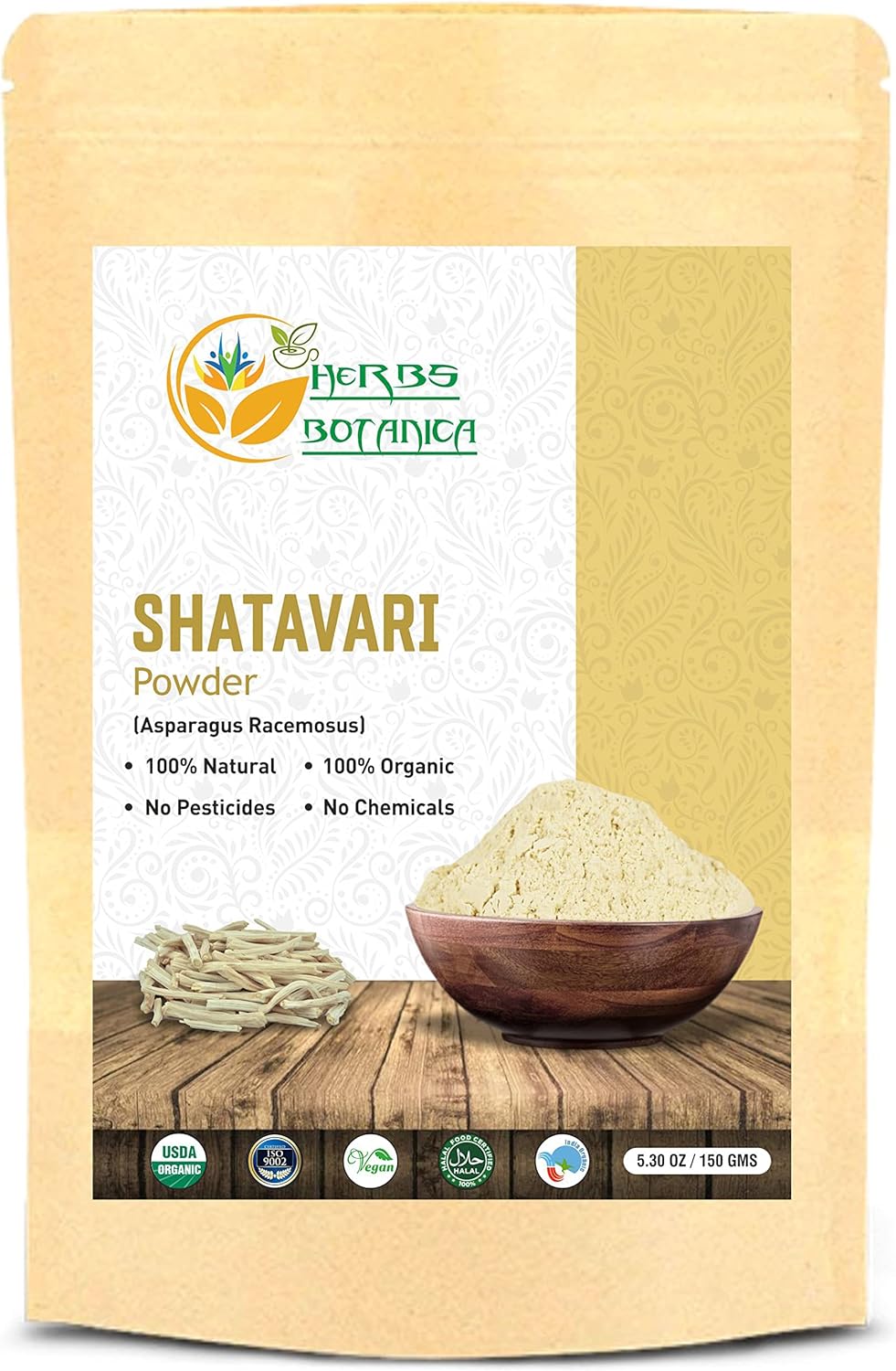 Suplemento Herbs Botanica Shatavari Polvo orgánico espárrago