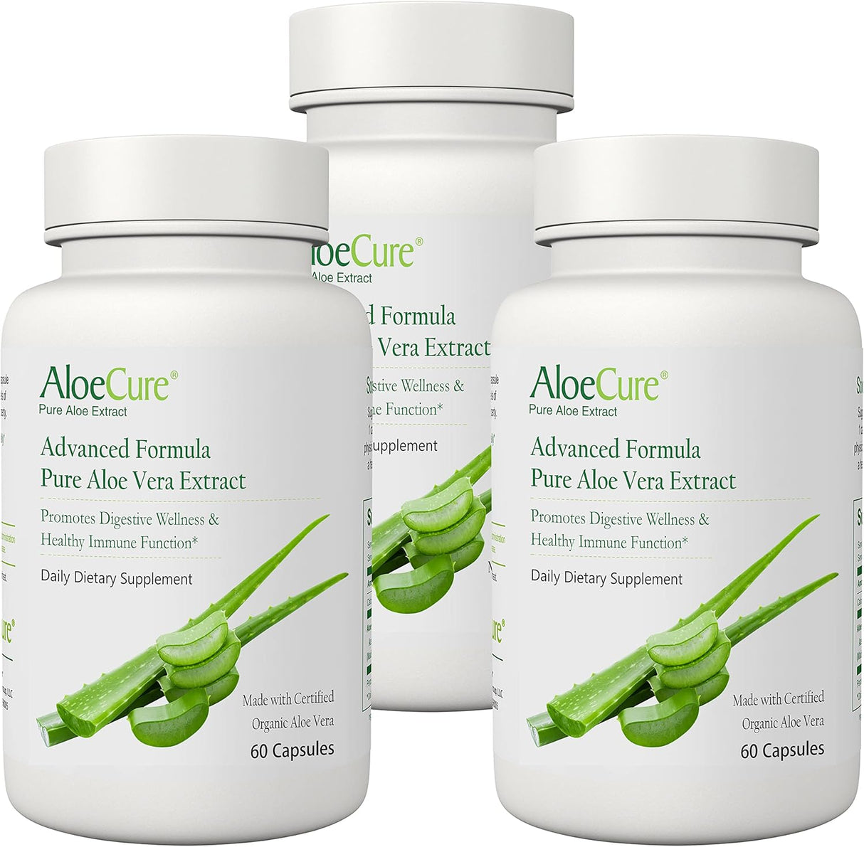 Suplementos Alimenticios de aloe vera 3 botellas 60 cápsulas