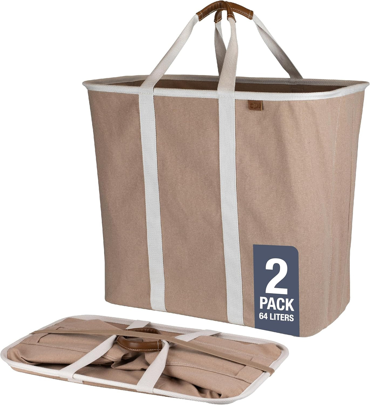 Caddy de lavandería CleverMade, 64L, plegable, 2PK, LUXE
