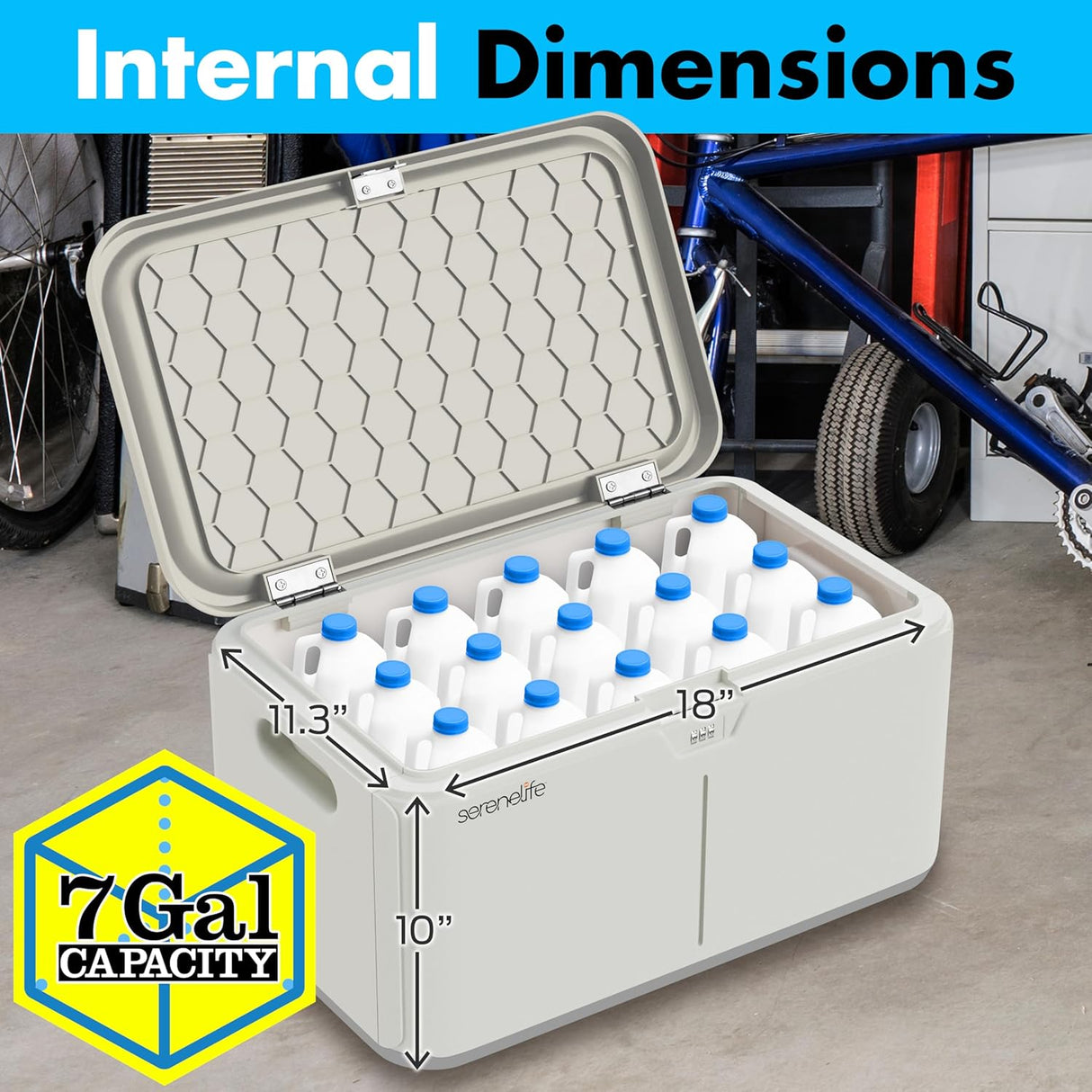 Caja de almacenamiento SereneLife 7 galones con cerradura