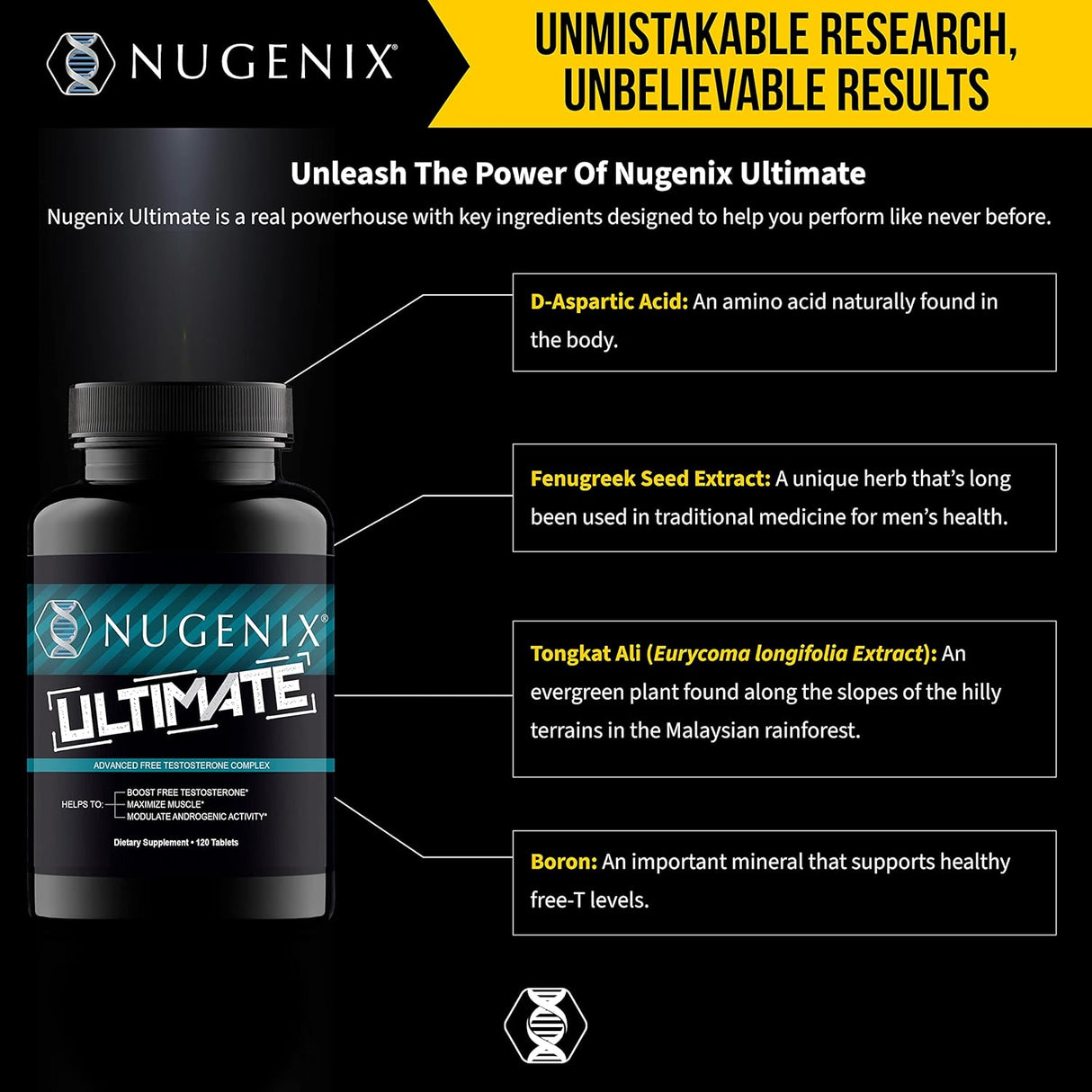 Suplemento Ultimate Booster de testosterona para hombres 56u