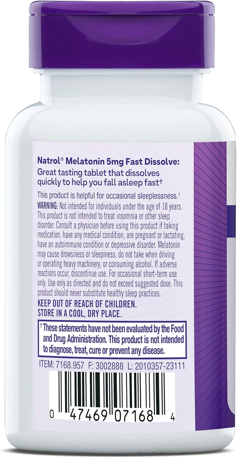Tabletas de melatonina Natrol, 5mg, 30 conteo, sabor fresa