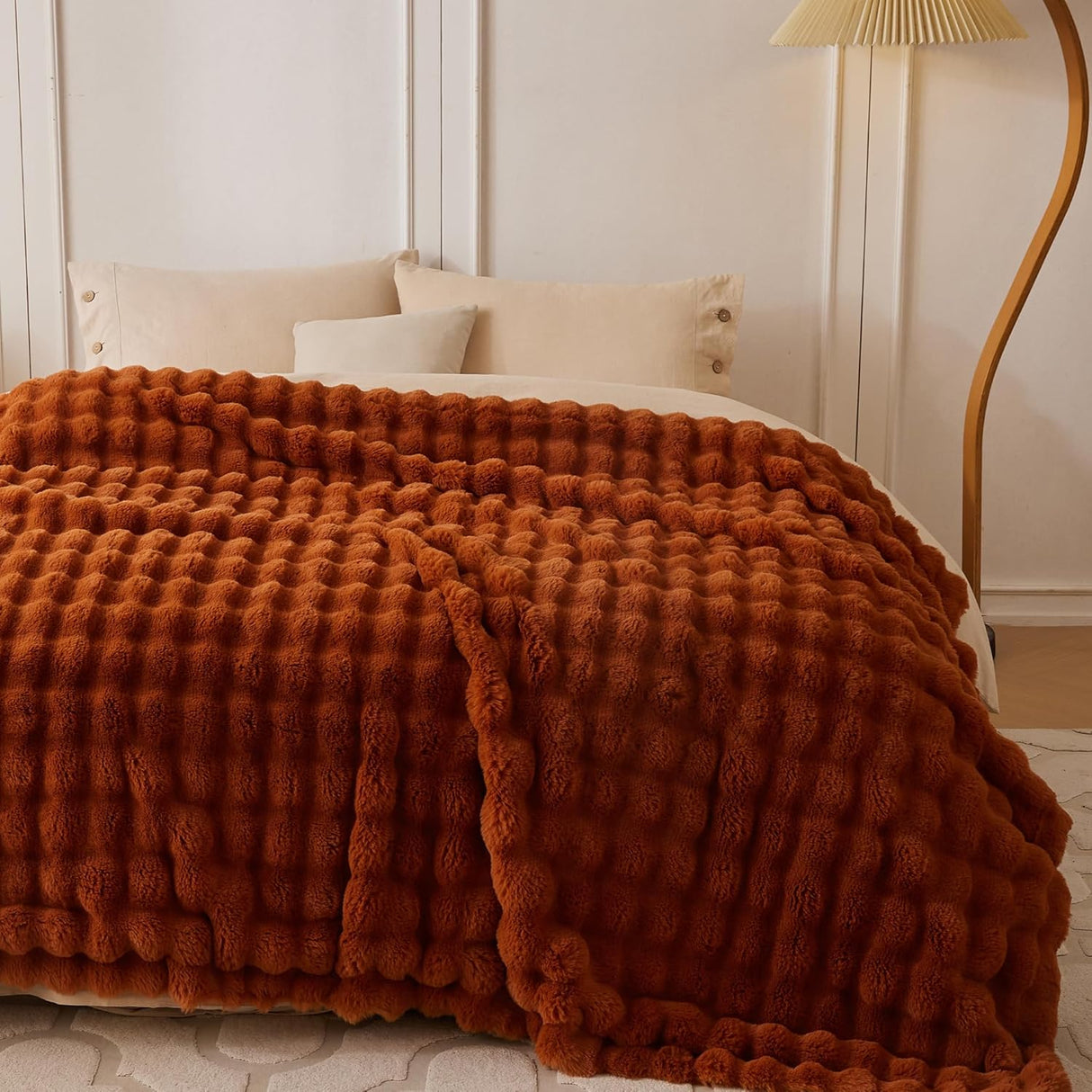 Manta de Piel de Conejo COOVA, Suave, Lujosa, 50x60 Pulgadas