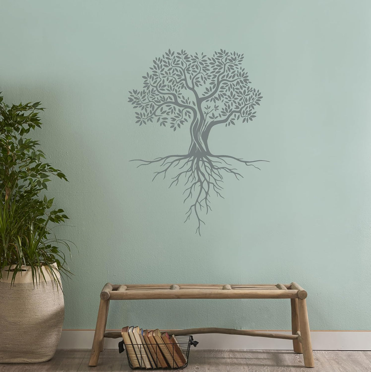 Vinilo Decorativo Árbol Abstracto Raíces y Hojas g7116