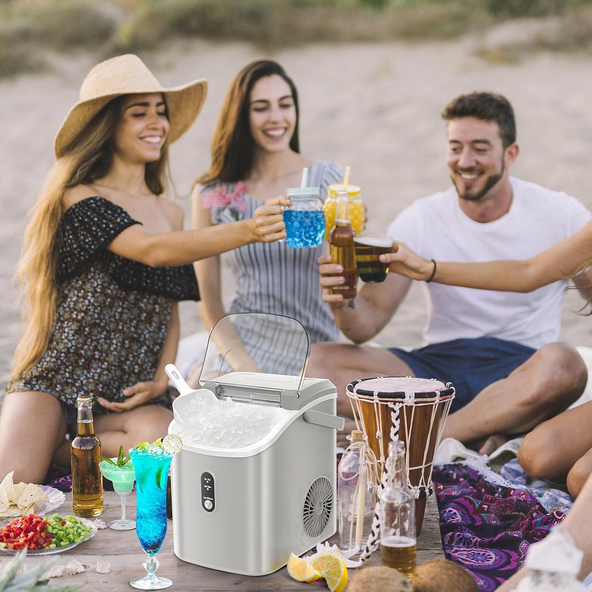 Máquina de Hielo Nugget, portátil, auto-limpieza, 34LBS/24H