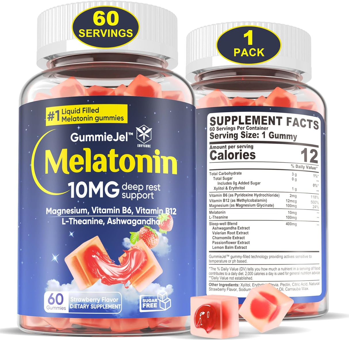 Gomitas de melatonina sin azúcar, 10 mg 20 mg con glicinato