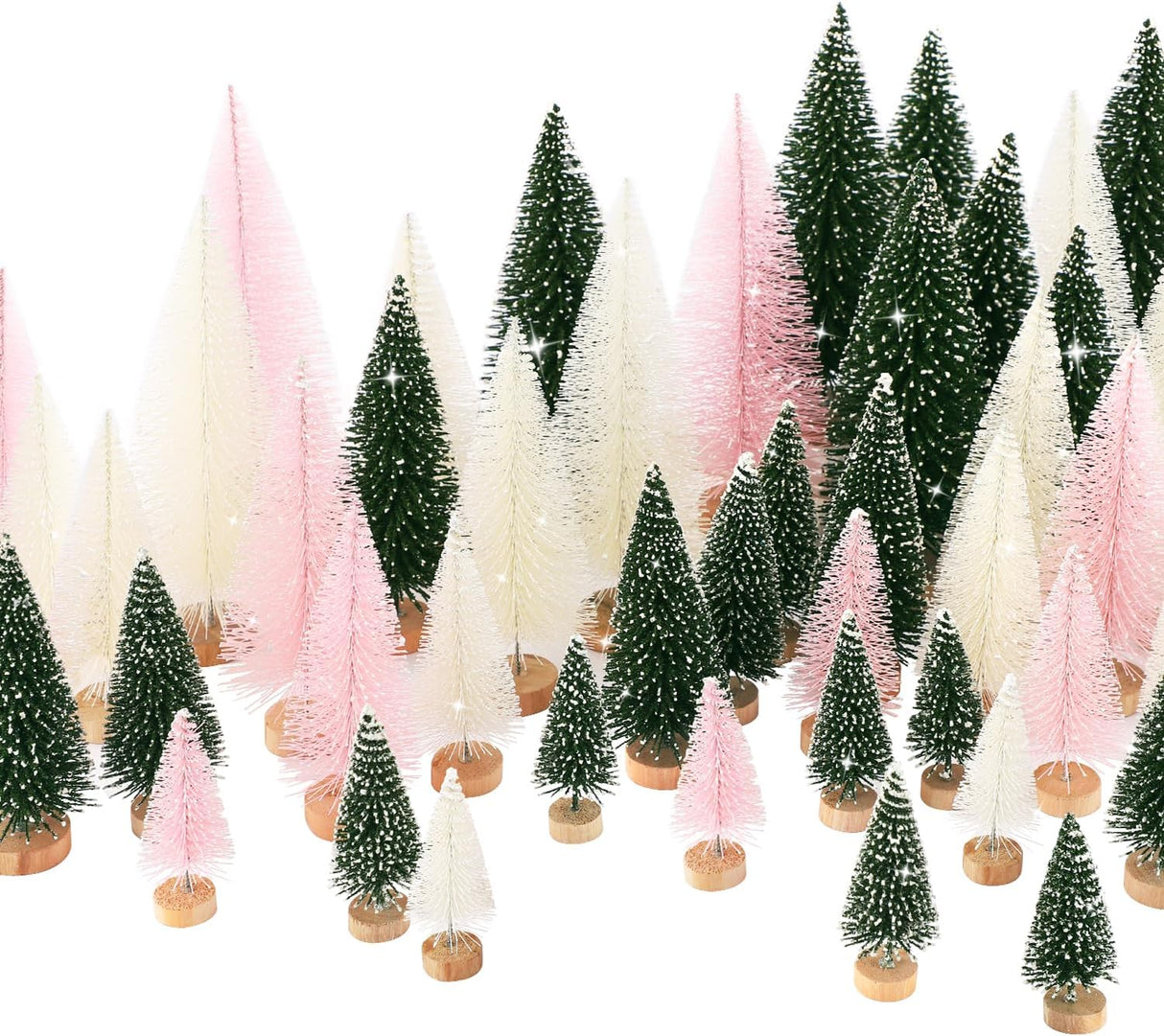 30 Pcs Mini Árboles de Navidad, Decoración Artificial, 5 Tamaños