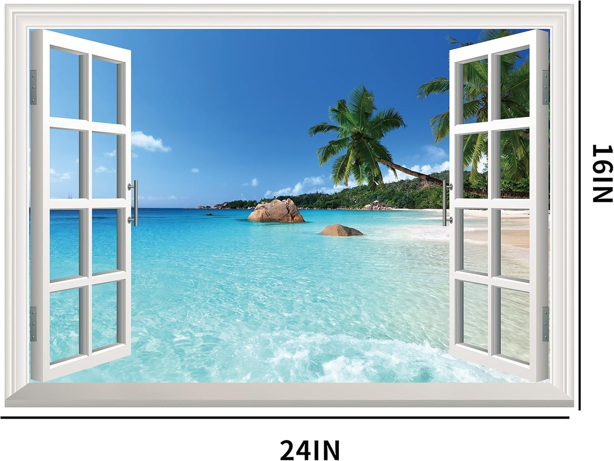 Adhesivo de pared para ventana pared de ventana de playa