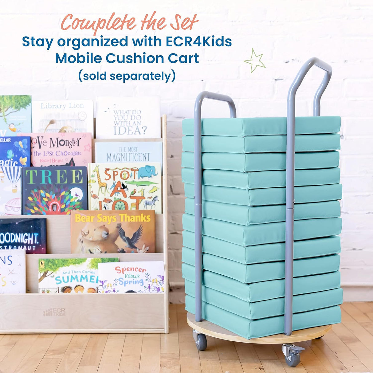 ECR4Kids SoftZone - Cojines de suelo, cuadrados, asientos flexibles, espuma de mar, 6 piezas