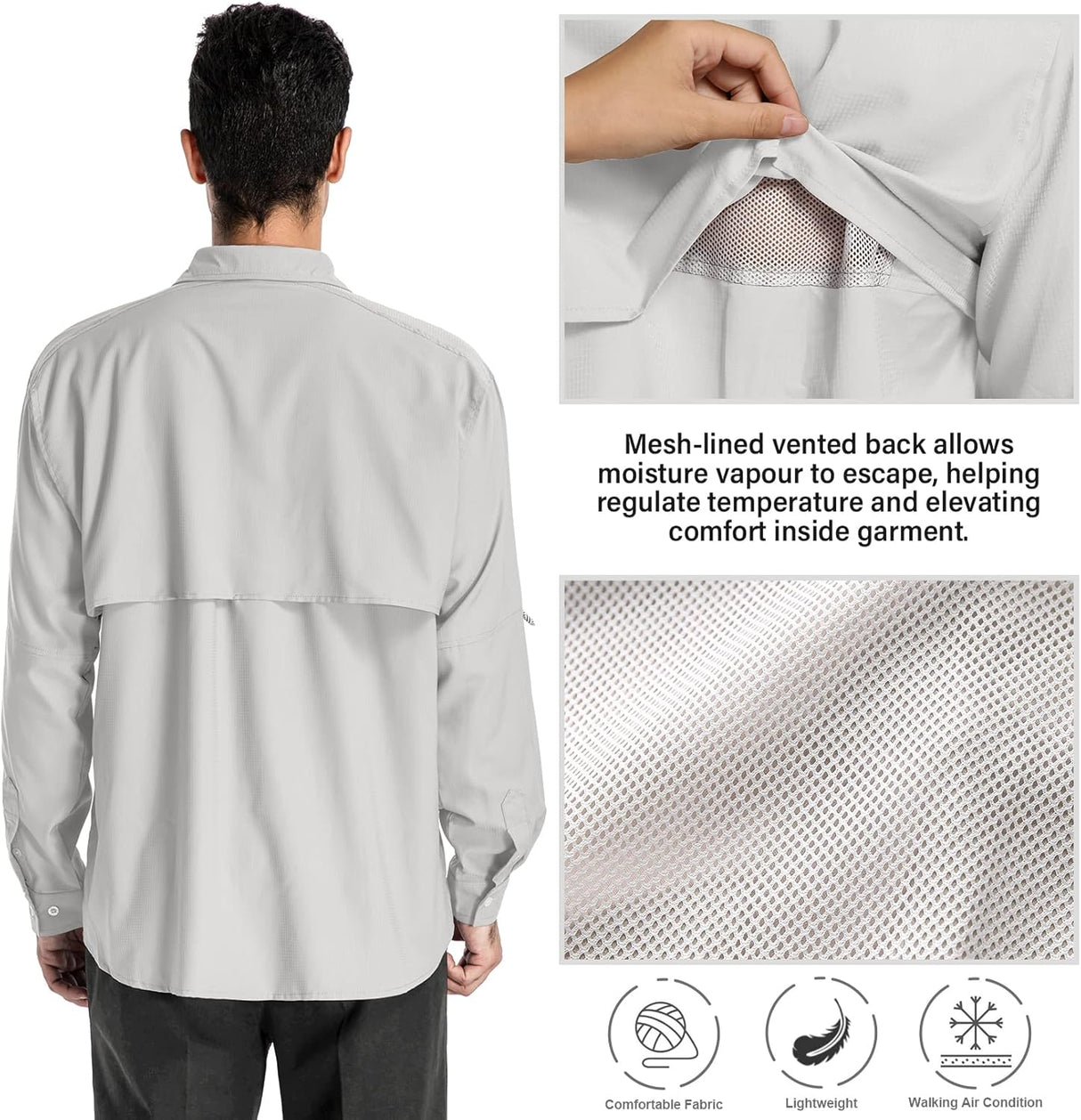 Anteef Camisas para hombre manga larga protección UV