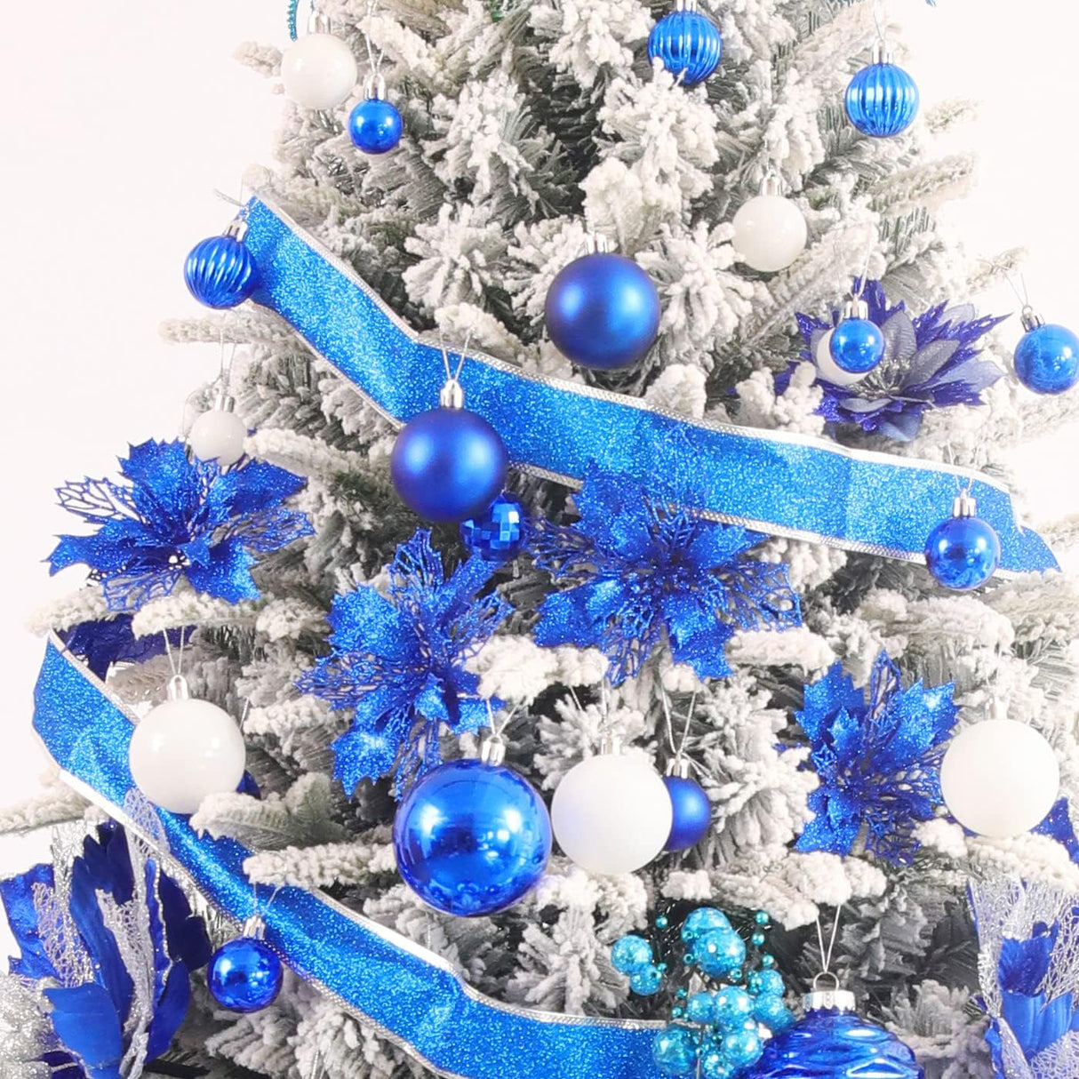 Flores Poinsettia Artificial Wironlst - 16 Pcs Decoración Navidad