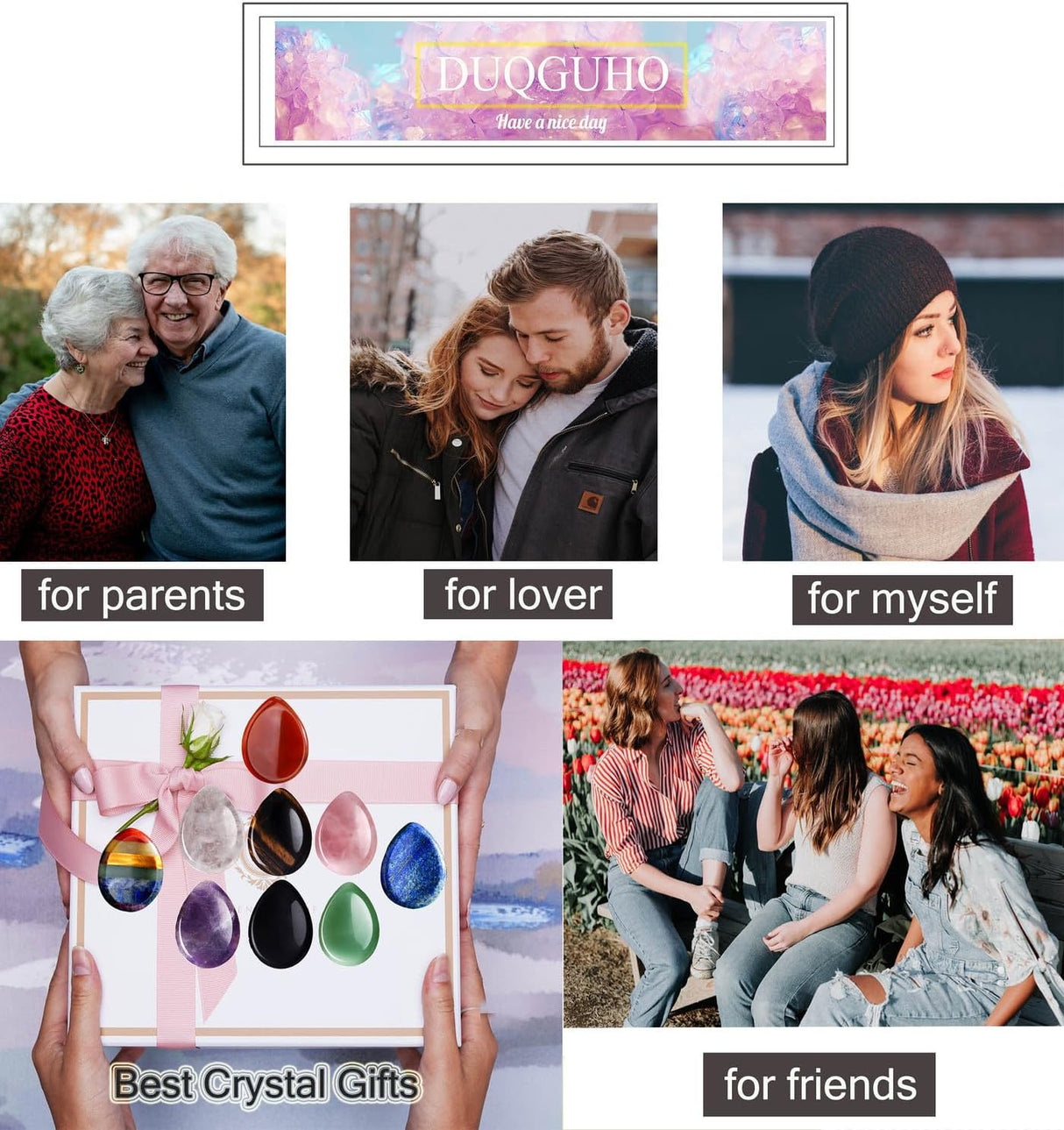 DUQGUHO Cristales curativos naturales de cuarzo para pulgar