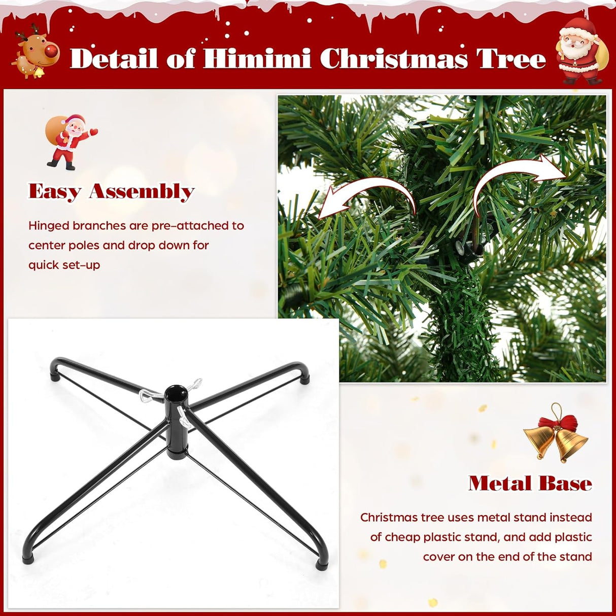 Árbol de Navidad Artificial 6ft con Luces, Premium, Modelo X