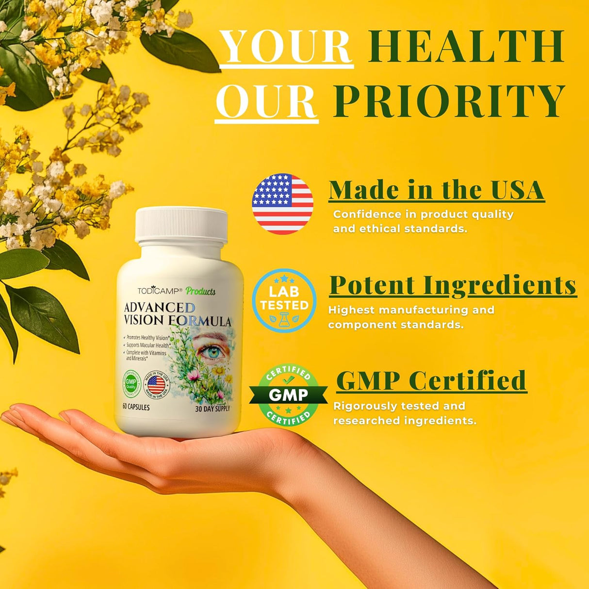 Suplemento de vitaminas para la vista Macular Support, luteína 400mg