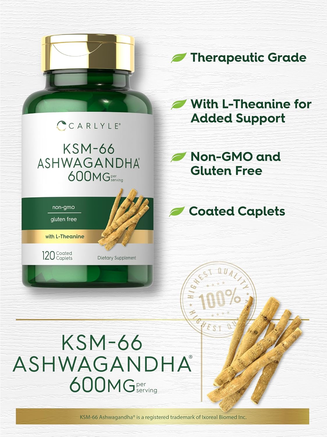 Carlyle KSM-66 Ashwagandha 600mg 120 Caplets