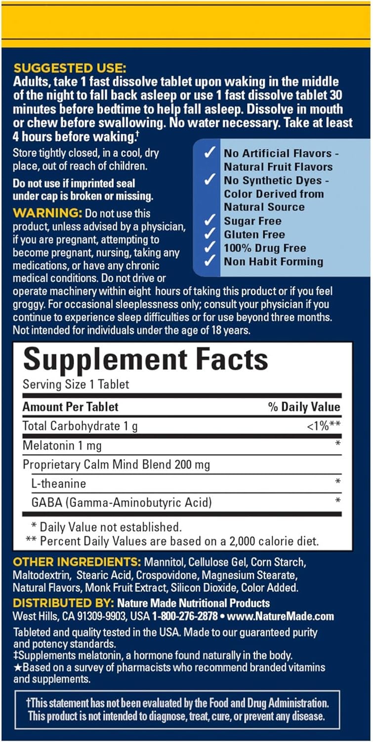 Suplemento Nature Made Regresa al sueño de forma natural 40u