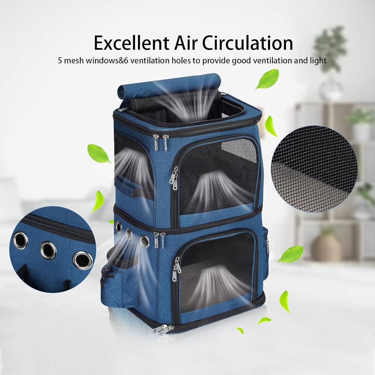 Mochila transportadora de mascotas de doble compartimento