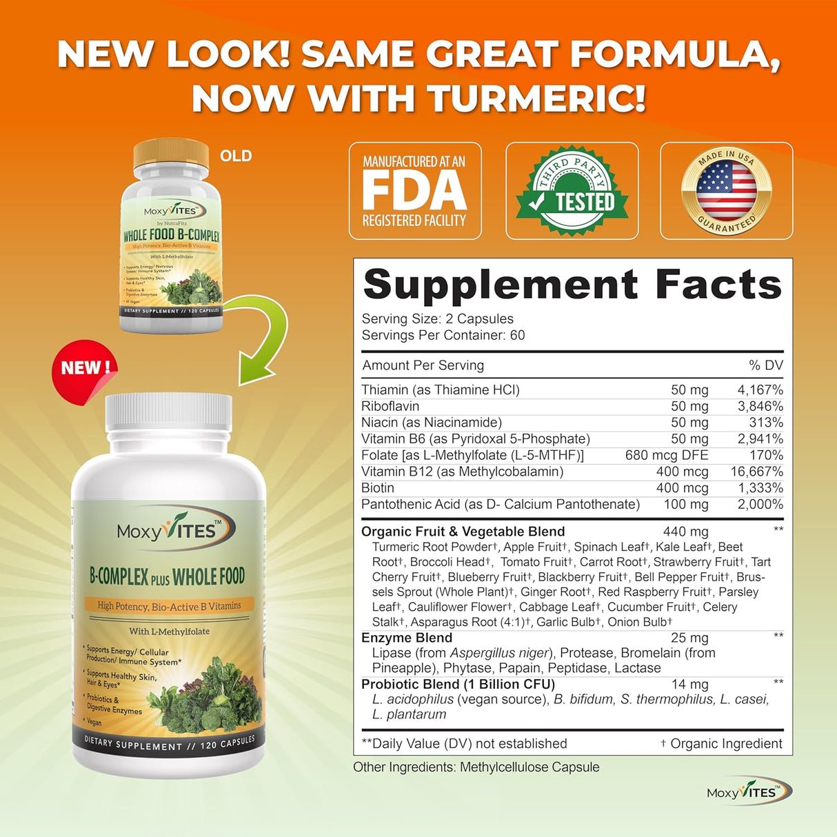 Complejo de Vitaminas B - Suplemento Vegano, 120 Cápsulas