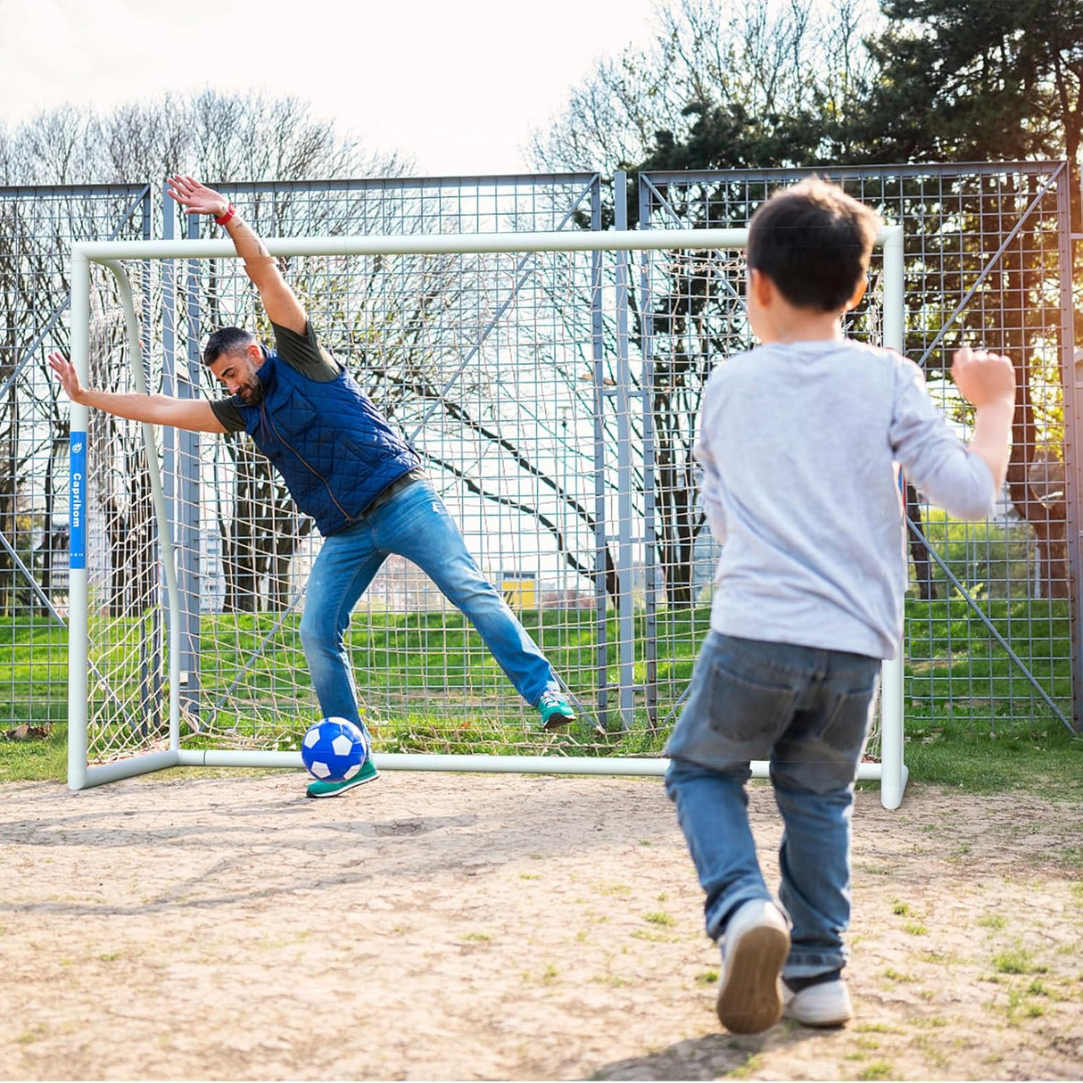 Red de repuesto para portería de fútbol con lazos de empuje