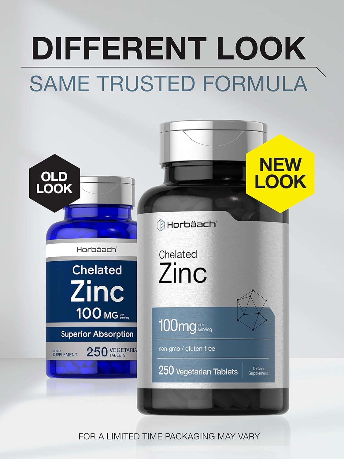 Suplemento de zinc quelado 100 mg 250 tab Alta potencia