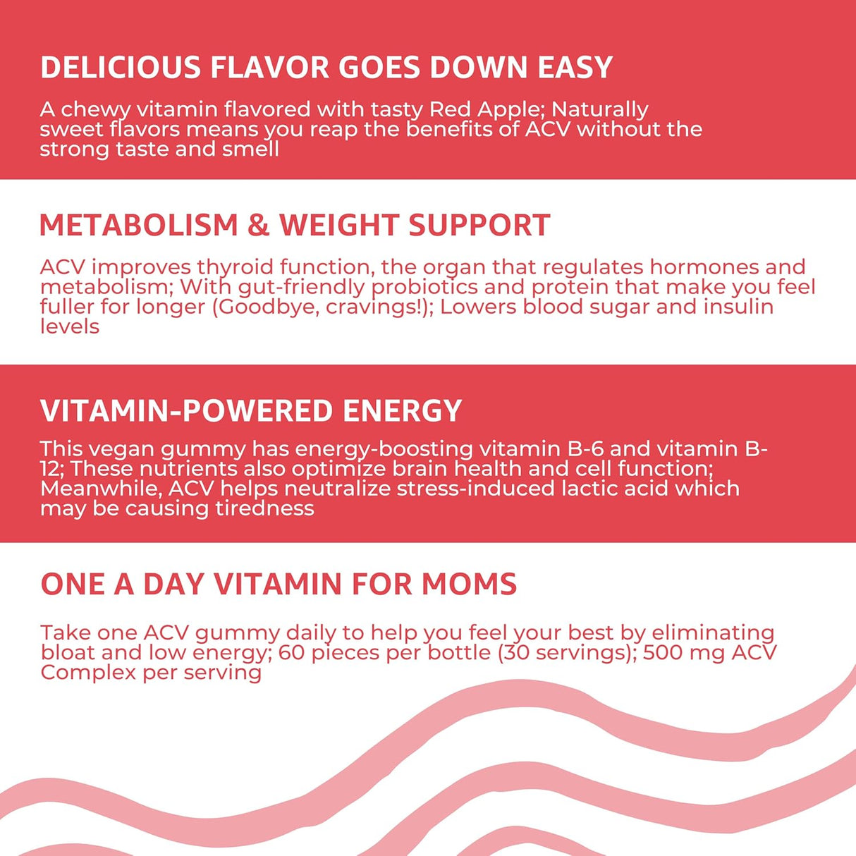 Gomitas de vinagre de sidra de manzana vitamina B-6 y B12