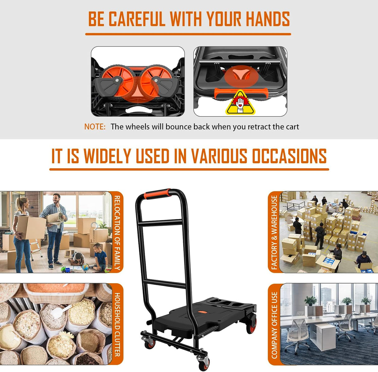 Carretilla Plegable, Heavy Duty, Capacidad 440lbs, Modelo 2en1