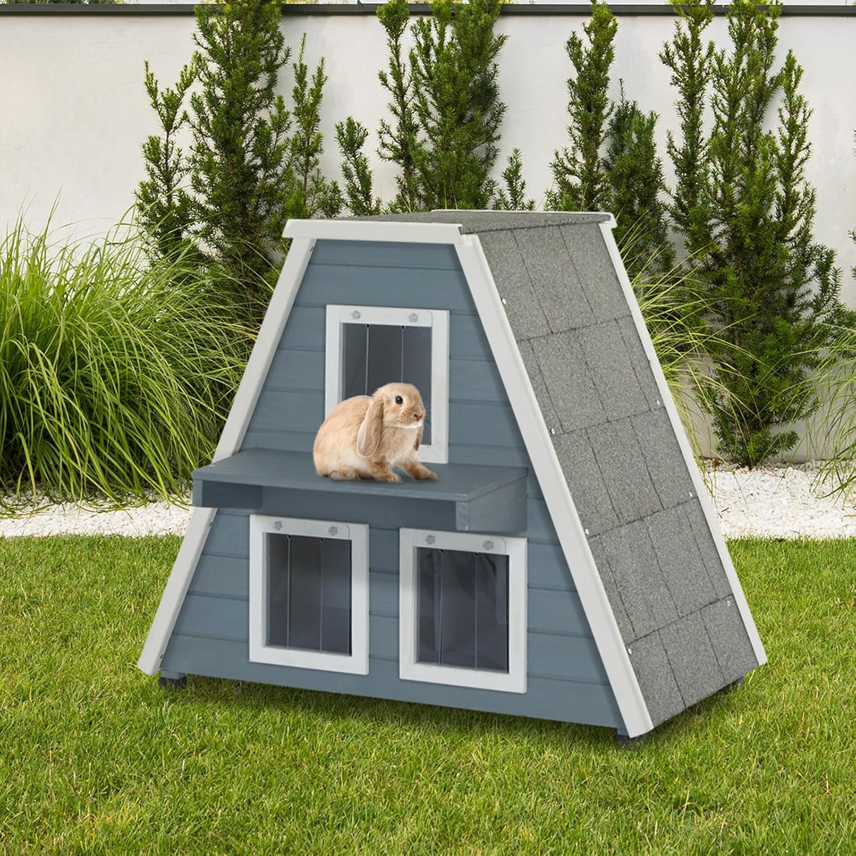 Casa para gatos al aire libre resistente color gris