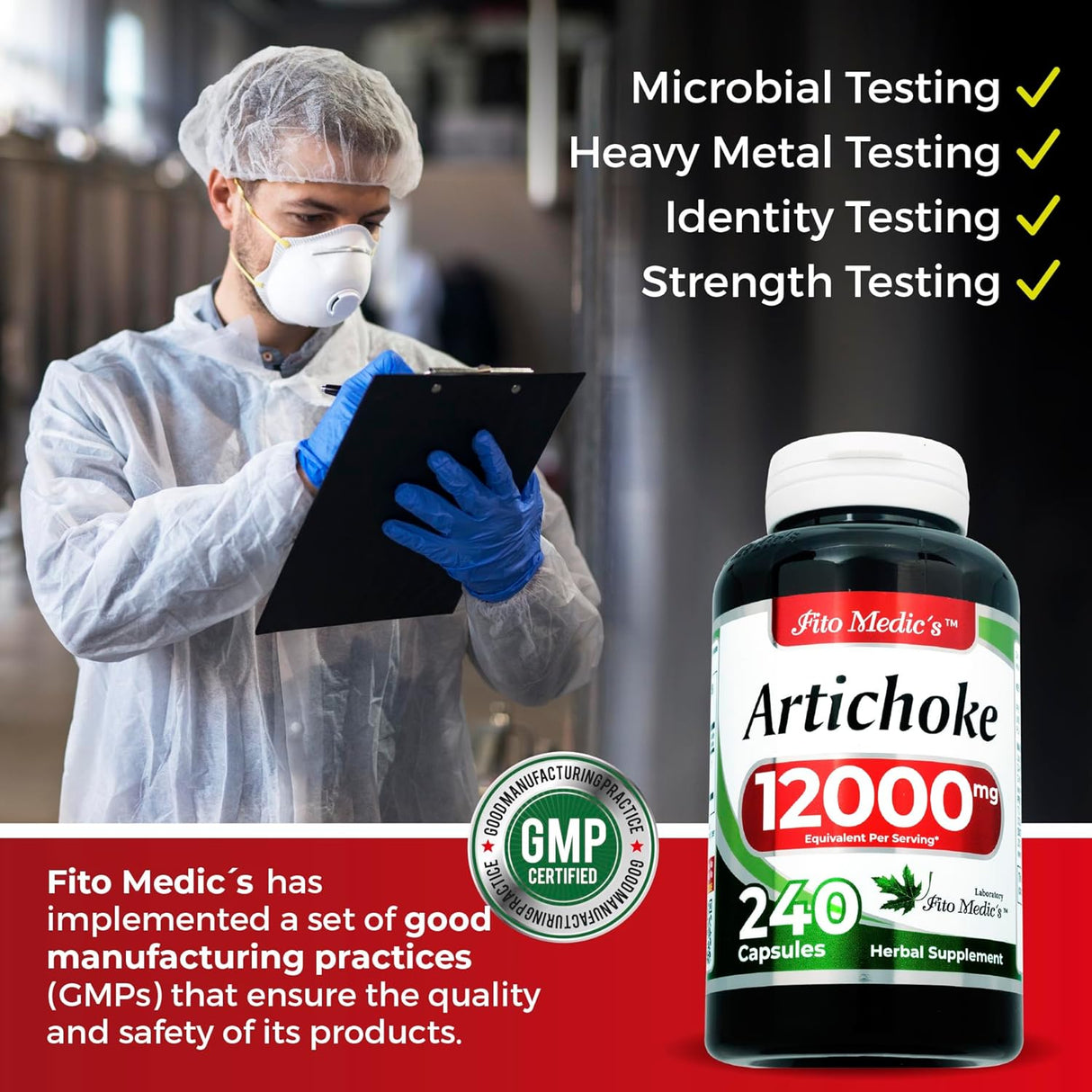 Suplemento Extracto de alcachofa 240 Cápsulas 12000 mg