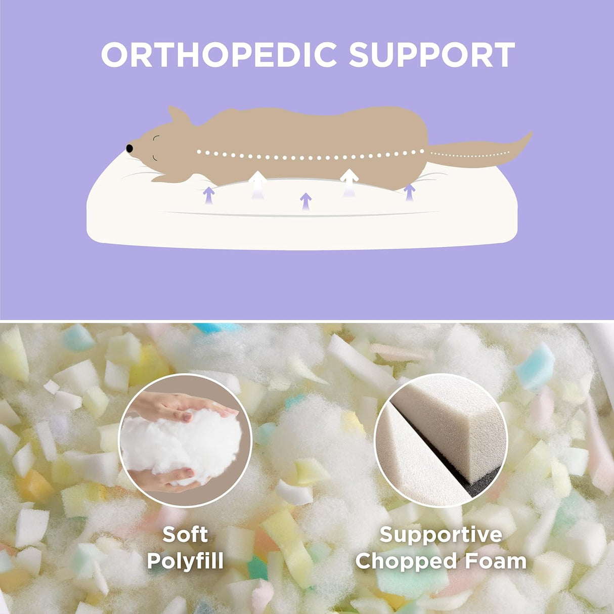 Cama para perros de espuma triturada gruesa para perros azul