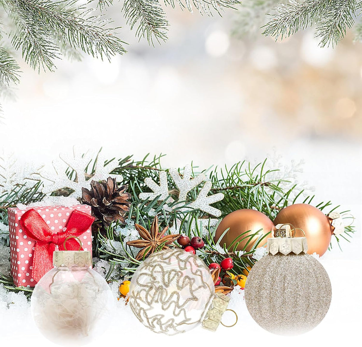 Adornos Navideños, Marca Desconocida, 30ct, 60mm, Shatterproof