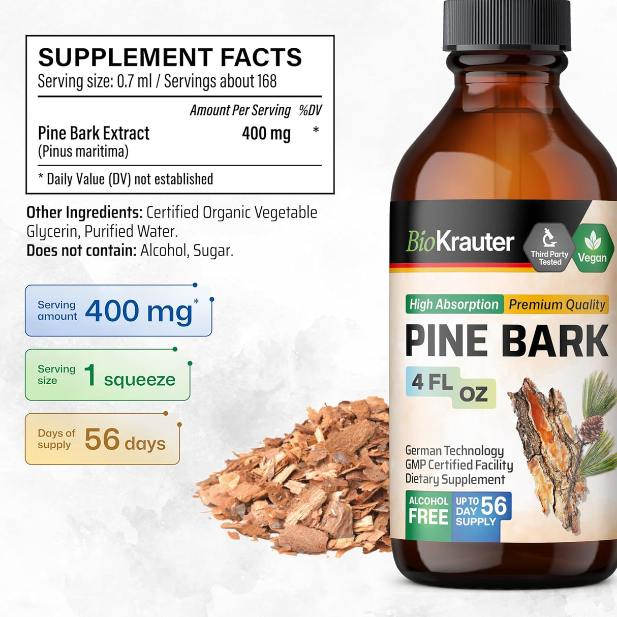 Extracto de Corteza de Pino BIO KRAUTER - Antioxidantes 400 mg