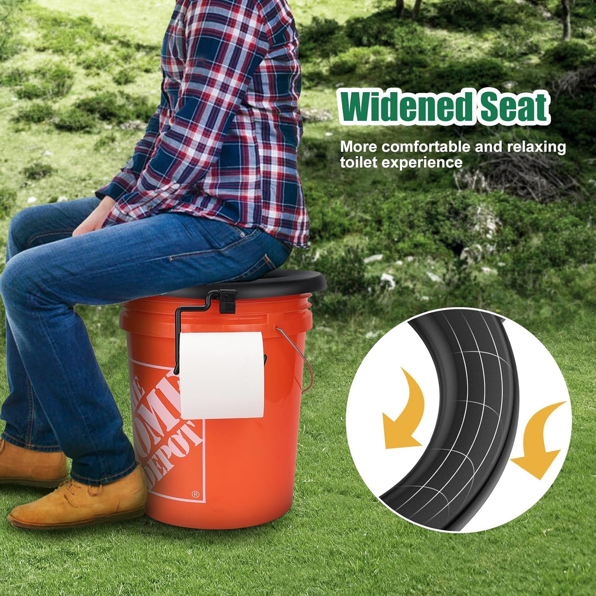 Asiento de inodoro portátil, para cubo de 5 gal, camping y viaje