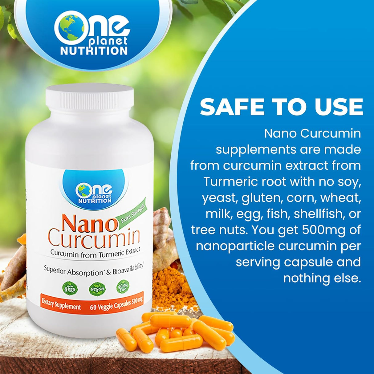 Suplemento de Curcuminas Nano, 500 mg, 60 Cápsulas Veganas