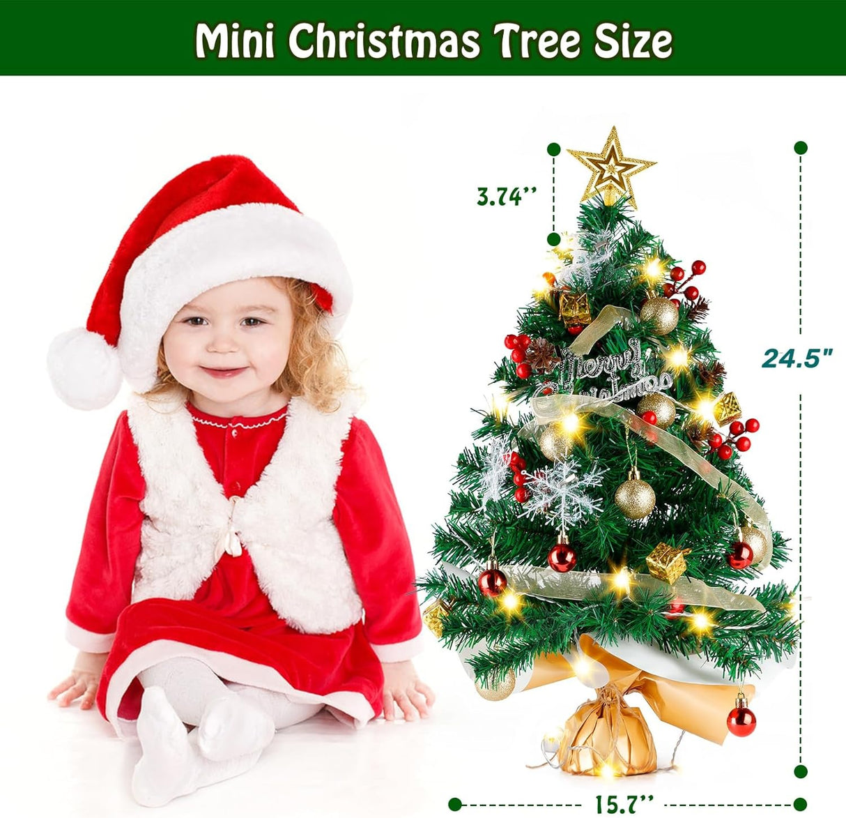 Árbol de Navidad de Mesa con Luces LED y Adornos