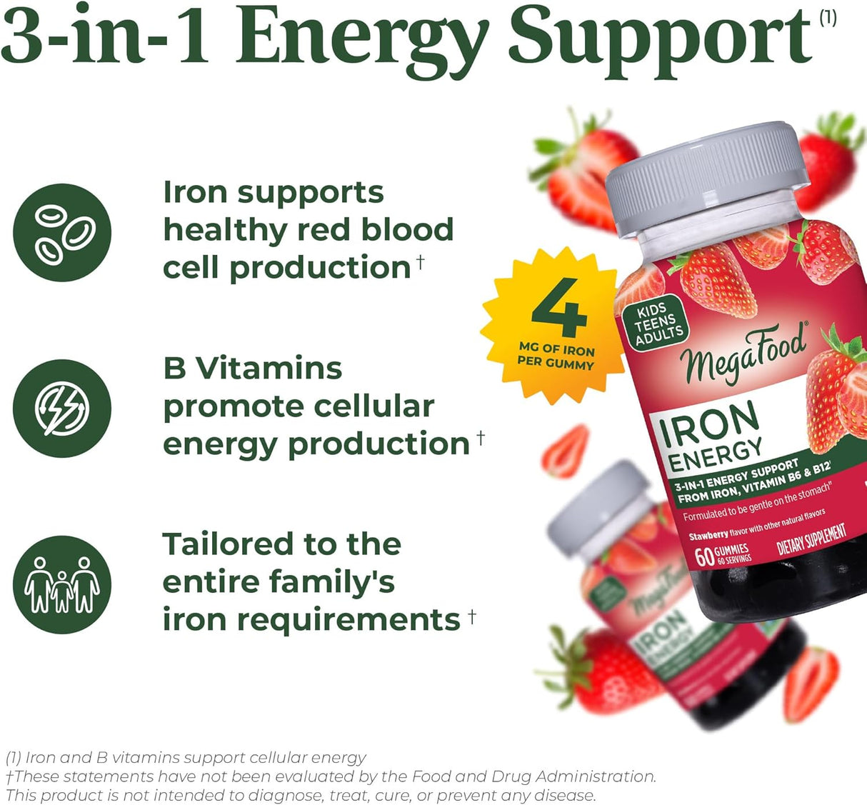 Suplemento MegaFood Iron Energy Gummies hierro vegano