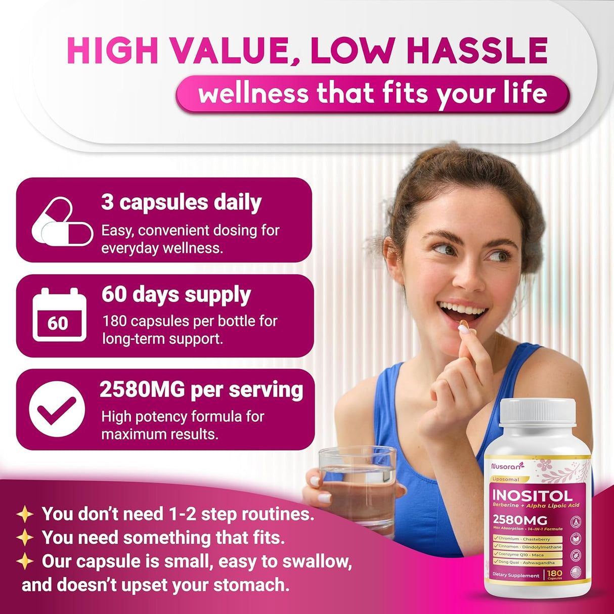 Ultra Inositol 2580mg 14-en-1 USA 180 Cápsulas