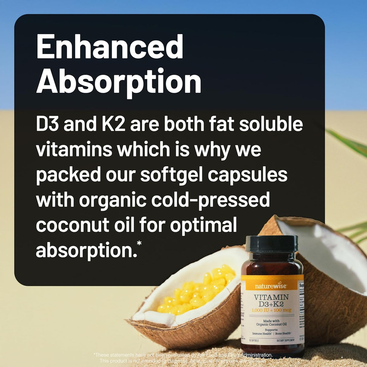 Vitamina D3 1000IU + K2 MK7, NatureWise, Hueso e Inmune, 90 caps